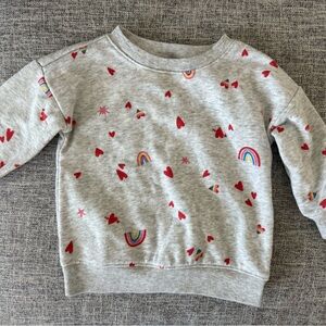Old Navy Gray Sweatshirt with Red hearts and Rainbow Accents